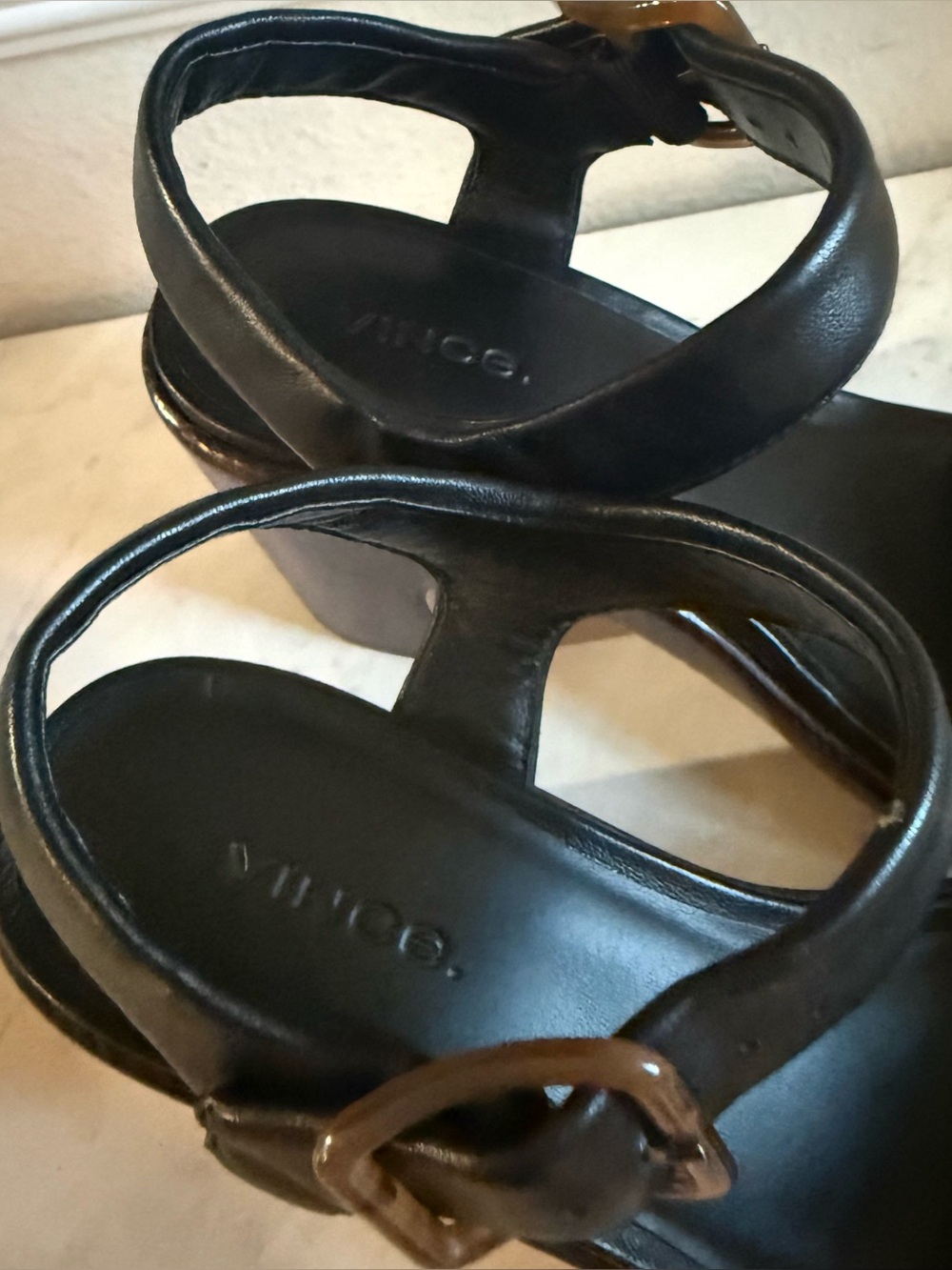 Vince Noelle Leather Platform Block Heel Sandals - Picture 4 of 8